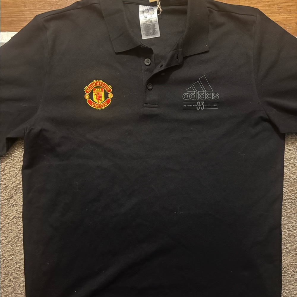 Adidas NWT Black Polo Men’s Medium with Manchester United Emblem Adidas Logo - Picture 7 of 13